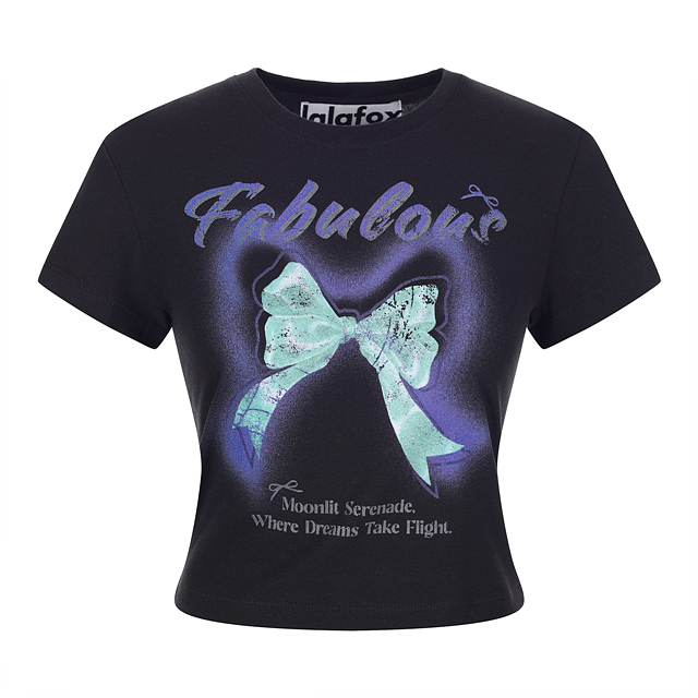 RIBBON SMUDGE GRAPHIC T-SHIRT BLACK BQ2CH102 | TheAmall